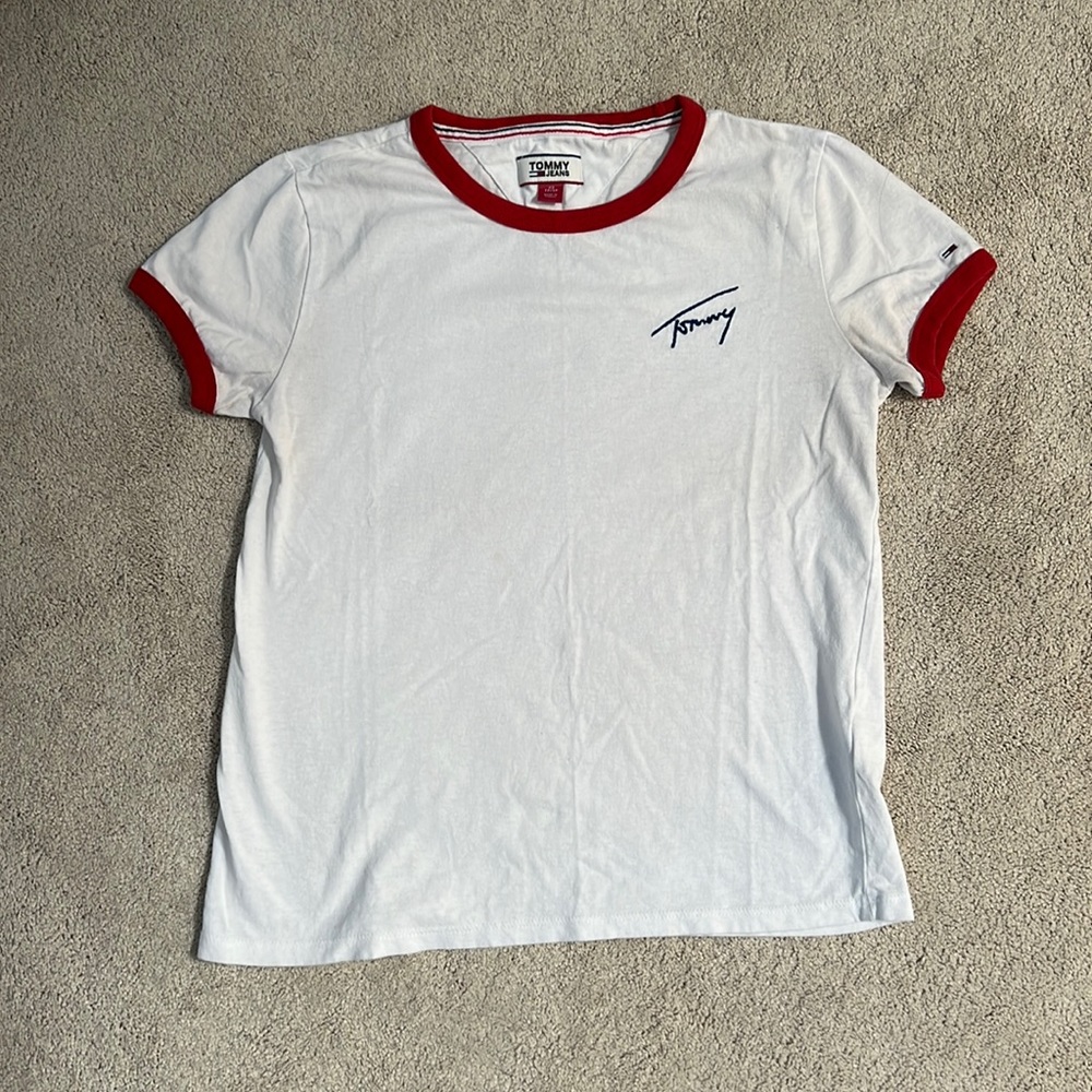Tommy jeans white and red shirt